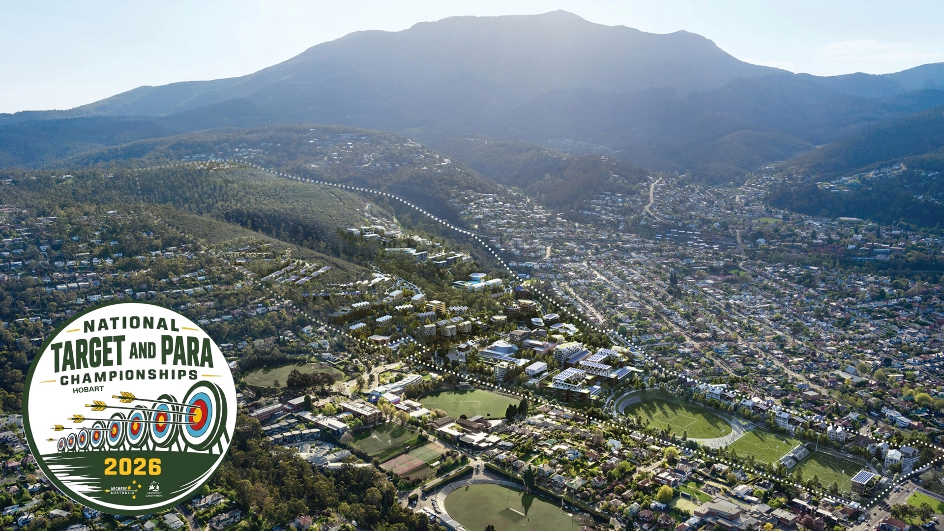 National Target and Para Championships combine at Sandy Bay Campus Hobart with Mount Wellington in the background